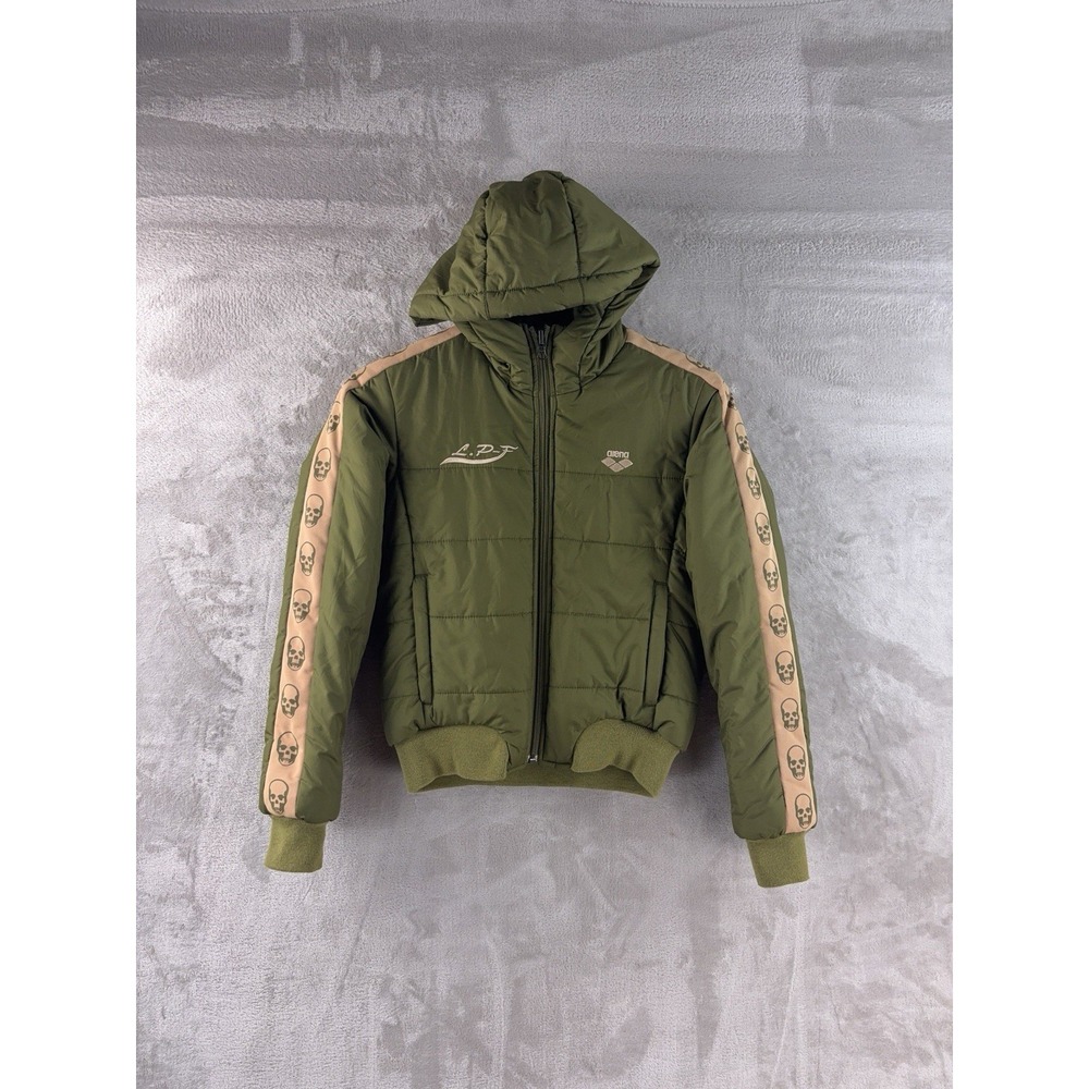 Lucien Pellat‎ Finet Arena Hooded Puffer Jacket Mens Size XS Green Skull